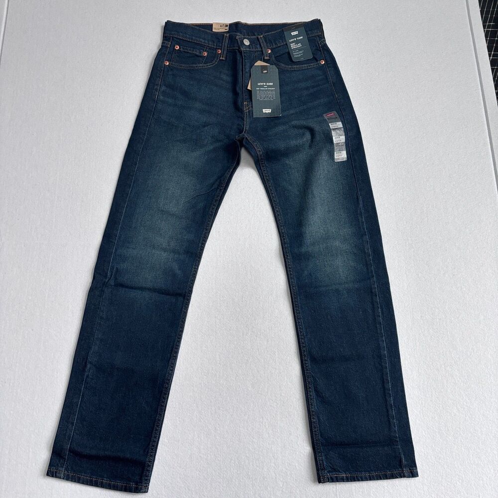 Levi's 505 Regular Straight Leg Jeans Mens 30x32 Dark Wash Cotton Stretch 3065.